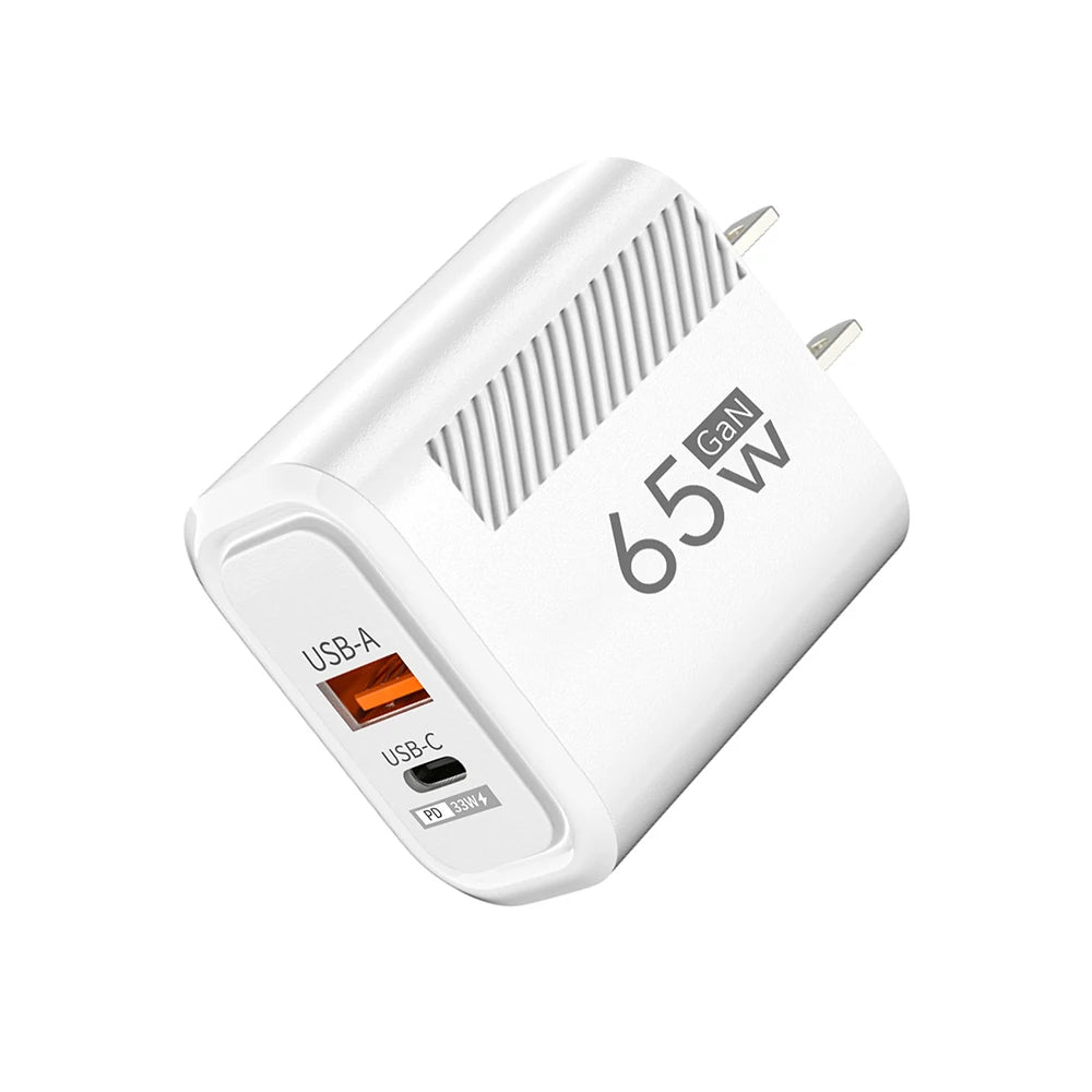 65W GaN Fast USB-C Wall Charger for iPhone, Samsung & Xiaomi (EU/US Plug)