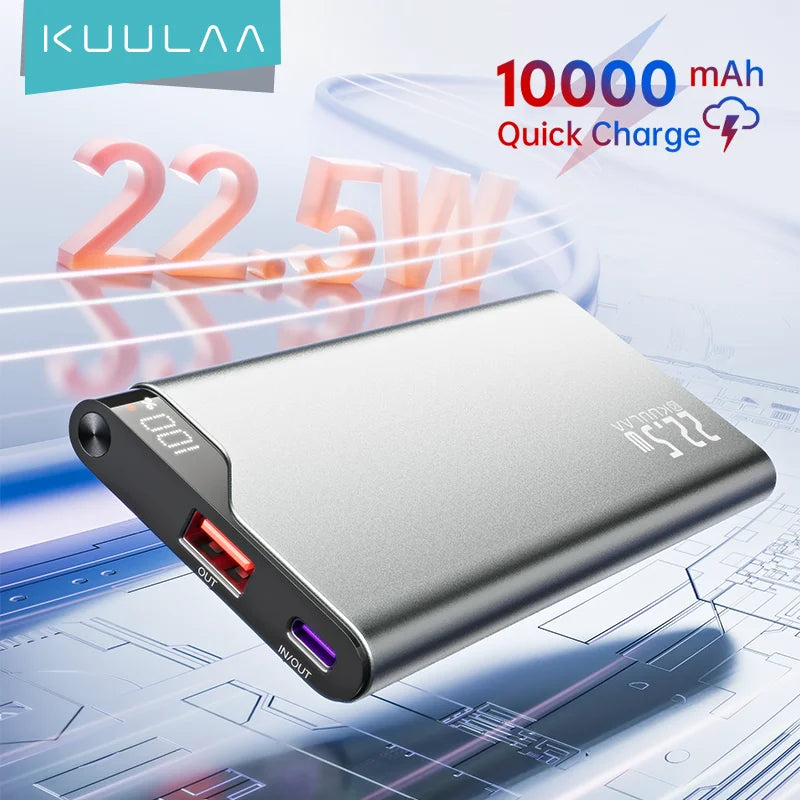 KUULAA 10000mAh 22.5W Fast Charging Power Bank for iPhone & Xiaomi