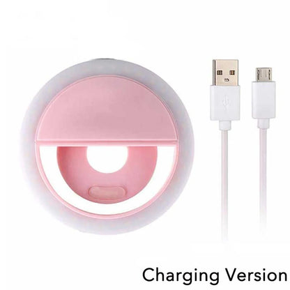 حلقة إضاءة LED محمولة قابلة لإعادة الشحن عبر USB لتصوير السيلفي للهواتف الذكية والبث المباشر