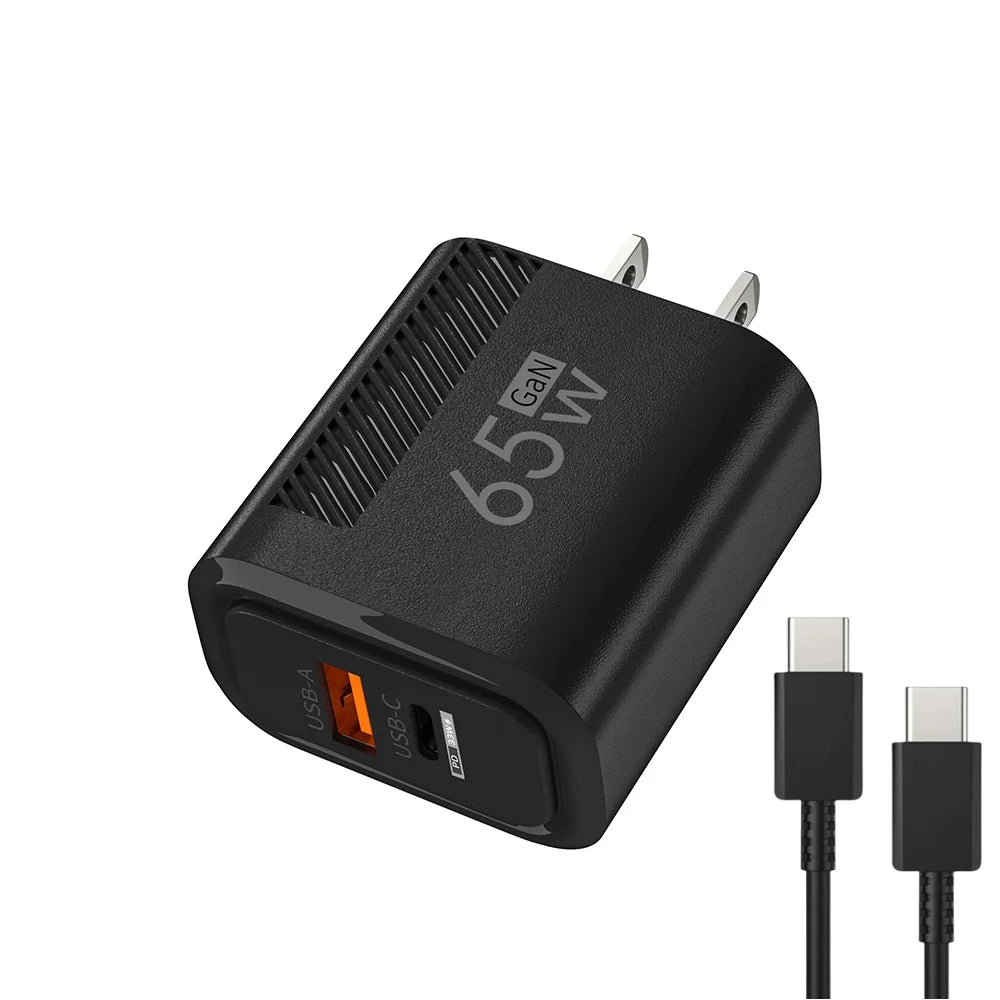 65W GaN Fast USB-C Wall Charger for iPhone, Samsung & Xiaomi (EU/US Plug)