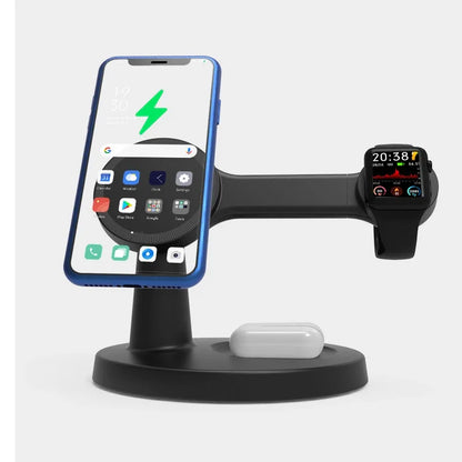حامل شحن لاسلكي مغناطيسي 3 في 1 لأجهزة iPhone وApple Watch وAirPods